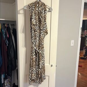 Leopard Print Sleeveless Wrap Dress